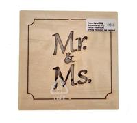 Hess Holzspielzeug 25206 - Sottobicchieri in Legno, Motivo Wedding, 4 Pezzi in Un Set, Circa 8 x 8 cm, per Decorare, Creare o dipingere