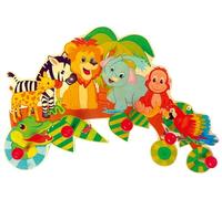Hess Holzspielzeug 30305 - Appendiabiti in legno, serie jungle, con 5 ganci, per bambin, fatto a mano, come un eye-catcher in ogni camera dei bambini e corridoio, multicolore