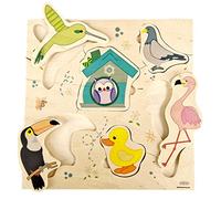 Hess Since 1990-Hess Holzspielzeug 14972-Puzzle in Legno, Motivo Uccelli, Fatto a Mano, per Bambini dai 3 Anni in su, 14972