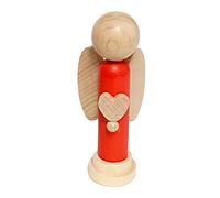 Hess since 1990 Statuetta a Forma Legno, con Cuore, Dipinta, Circa, Prodotto nei Monti Metalliferi, Idea Regalo, Decorazione e per Gli Amanti degli Angeli, Colore: Rosso, ca. 12 cm