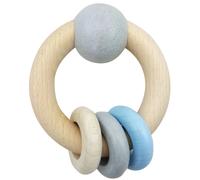 Hess sonaglio rotondo in legno con pallina e anelli - blu