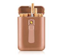 HESTAY Portasigarette con Accendino, Confezione Portatile Grande da 20 Portasigarette di Dimensioni Regolari con Accendino Incorporato 2 in 1, Regalo for Uomini e Donne (Nero) (Color : Gold)