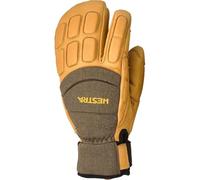 Hestra CZone - Guanto invernale a 3 dita in pelle con taglio verticale, antivento e impermeabile, versatile a 3 dita per sci, snowboard e neve, colore: oliva/marrone chiaro - 6