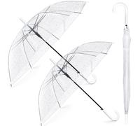 Hestya 2 Pezzi Ombrelli Trasparenti per Matrimoni Ombrello Trasparente per Sposa Cupola Semiautomatico Donna e Uomo - Sposa, Damigella, Festa
