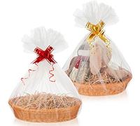 Hestya 2 Set di Cestini Vuoti per Regali Kit di Cesti per Regalo Fai da Te Cesti di Vimini per Festa Matrimonio Compleanno Halloween Battesimo Natale, 35 x 25 cm