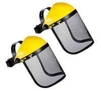 Hestya 2 Visiere di Sicurezza a Rete per Decespugliatore Visiera Protettiva da Lavoro Elmetto Forestale di Protezione Visiera Casco per Motosega Giardinaggio Prato (Giallo)