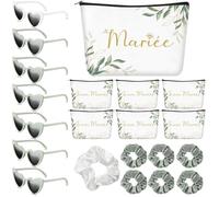 Hestya 21 Pezzi Kit Accessori per Addio al Nubilato Occhiali a Cuore Borsa per Trucco da Sposa Scrunchies Team Mariée Decorazione per Matrimonio per Sposa Damigella d'Onore