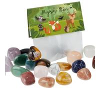 Hestya 24 Pezzi Set di Pietre Portafortuna per Bambini Pietre Magiche Preziose Pietra Naturale Regali Bomboniere per Compleanno Calendario dell'Avvento Scuola (Foresta)