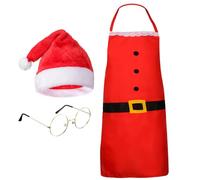 Hestya 3 Pezzi Set di Grembiule Cappello Natalizio Costume di Babbo Natale per Adulti Include Grembiule Cappello Occhiali per Festa di Natale Decorazione di Cucina Cosplay di Vestito da Cuoco