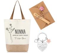 Hestya 3 Pezzi Set Regali per Nonna Natale Idee 1 Borsa Tote, 1 Portachiavi a Forma di Cuore, 1 Biglietti d'Auguri, Idee Regalo per Festa dei Nonni per Compleanno Ringraziamento Capodanno