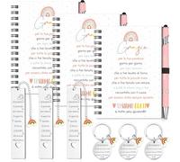 Hestya 3 Set 12 Pezzi Idee Regalo Insegnanti Regali Maestre di Fine Anno Grazie Maestra A6 Quaderni a Spirale Portachiavi Insegnante Segnalibri e Penne a Sfera per Laurea Addio Compleanno Scuola Asilo