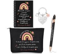 Hestya 4 Set di Regalo Motivazionale Personalizzati Compleanno Positive Regalo Penne Portachiavi Borsa per Cosmetici Taccuino Regali di Ringraziamento di Natale per Collega Donna Amica Compleanno