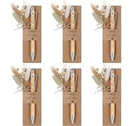 Hestya 6 Set Grazie Regali Insegnante Penna a Sfera in Legno Mazzo di Fiori Secchi Portapenne in Carta Kraft(Lehrerin mit Herz)