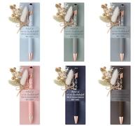 Hestya 6 Sets Regali per Colleghi e Membri del Team Include Penna a Sfera Touchscreen con Incisione Bouquet di Veri Fiori Secchi Portapenne per Regalo di Addio