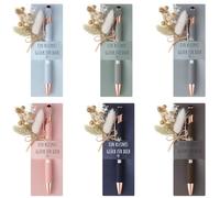 Hestya 6 Sets un Piccolo Pensiero per te Regali per Colleghi Insegnante Include Penna a Sfera Touchscreen con Incisione Bouquet di Fiori Veri Secchi Portapenne per Regalo di Addio