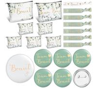 Hestya 7 Set di Regali Nuziali Accessori Borsa per il Trucco da Sposa Braccialetti della Sposa della Squadra Distintivi di Bottoni per Addio al Nubilato Matrimonio, Fidanzamento