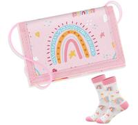 Hestya Borsa da Collo con Motivo per Bambini Portafoglio Arcobaleno per Ragazze Calzini Arcobaleno Set Regalo Arcobaleno Regalo di Compleanno per gli Amanti Arcobaleno