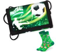 Hestya Borsa da Collo con Motivo per Bambini portafoglio da Calcio per Ragazzi calzini da Calcio set Regalo di Calcio Regalo per gli Amanti del Calcio Regalo di Compleanno