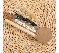 Hestya Confezione Regalo in Denaro Wunscherfüller Provette con Base in Legno Adesivo di Trasferimento Mazzo di Fiori Secchi Portafortuna per Amici Buoni Comunione Matrimonio Compleanno Natale
