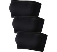 HESTYA Donna Bralette Senza Spalline Bralette Senza Cucitura Bandeau Elastico Non Imbottito Bandeau Tube Top Reggiseno in Multicolore, 3 Pezzi (Nero)