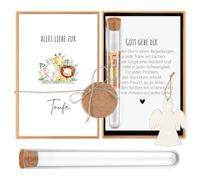 Hestya Regali in Denaro per Battesimo Regali di Battesimo per Bambine Bambini Confezione Denaro con Provetta Angelo di Legno Biglietto per Nascita Buono Semi(Animale)