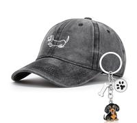 Hestya Regali per Il Proprietario del Cane con Bassotti Regali Bassotti Donna Berretto Baseball Grafica Un Cucciolo Portachiavi Bassotto Baseball Lavato Vintage Cappello Unisex Cotone Ricamato(Nero)