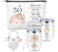 Hestya Regalo per 50° Compleanno per Donna Include Bicchiere d'Acqua Borsa Cosmetica e Portachiavi Set di Regalini per Compleanno di 50 Anni per Female Mamma Moglie Madre Nonna