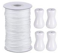 Hestya Rotolo di corda intrecciata, per pomelli veneziani, in alluminio, per giardinaggio, artigianato, 1,8 mm e 50 m, con 4 ciondoli in legno bianco, bianco