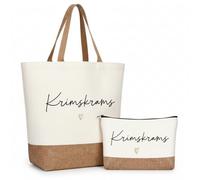 Hestya Set Beauty Case e Borsa a Mano Piccola Borsa per Cosmetici con Scritta Borsa della Spesa in Tessuto Regalo per Compleanno, Natale o Festa della Mamma per Donne e Ragazze (Krimskrams)