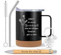 Hestya Set da 3 Pezzi Regalo per Cambio Lavoro Tazza da Caffè, Tazza Termica, Regalo di Addio per Colleghi, con Penna, Portachiavi - Grazie per un Collega di Compleanno per un Amico