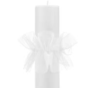 Hestya Set di 2 Metri Tulle Bianco per Fare 5-8 Pezzi di Protezione Antigoccia per Candele Fai da Te Salvagoccia Gonna Bianca per Candele Comodo Fissaggio con Colla per Comunione Battesimo Matrimonio