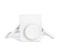 Hesupy Custodia da trasporto per Instax Mini 13, custodia protettiva per fotocamera retrò con tracolla, custodia in pelle PU, organizer da viaggio portatile per fotocamera istantanea Mini 13, bianco