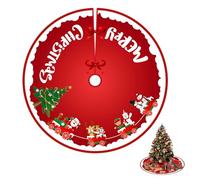 HESUSUSI Coperta Rotonda Per Albero Di Natale 90CM Coperta Per Albero Di Natale Tessuto Non Tessuto Gonna Per Albero Gonna Grembiuli Rosso Albero Di Natale Per Ornamenti Natalizi (02)