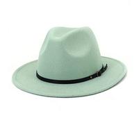 HESYSUAN Fedora Cappelli con fibbia per cintura per donne e uomini alla moda classico a tesa larga unisex Panama cappello da sole (verde menta, regolabile)