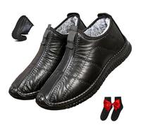 HESYSUAN Scarpe invernali da uomo, antiscivolo, termiche, ortopediche, impermeabili, calde, in pelle, leggere, foderate in pelliccia, per camminare, da neve, per passeggiate all'aperto, comode scarpe