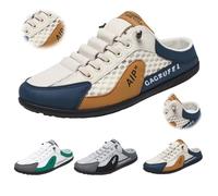 HESYSUAN Sneakers senza schienale da uomo, pantofole slip-on, mezze sneakers aperte sul retro, pantofole estive slip-on senza schienale 2025 (45EU,Khaki)