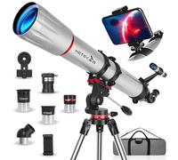 HETEKAN Telescopio, Telescopio Astronomico Professionale, 90/900mm Telescopi Rifrattori per Adulti Bambini e Principianti, Ingrandimento 450X, Con Tre Oculares, Adaptador para Teléfono Móvil y Funda