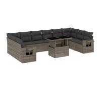 HETFTJN 11-TLG. Sala da giardino in polyrattan, 100 x 55 cm, regolabile in altezza, modulare, per esterni, resistente alle intemperie, per balcone, terrazza, giardino