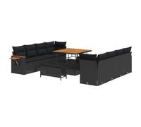 HETFTJN 12 pezzi divano da giardino in rattan sintetico nero modulare divano angolare con spazio 234 x 224 cm resistente alle intemperie per terrazze balconi mini lounge outdoor