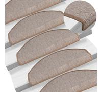 HETFTJN 15 tappetini per gradini, colore marrone chiaro, 65 x 24 x 4 cm, semicircolari, autoadesivi, design moderno, antirumore per interni e corridoi