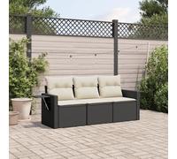 HETFTJN 3-TLG. Set di mobili da giardino in polyrattan nero, 55 x 62 x 69 cm, design moderno e durevole, per balcone, giardino, terrazza