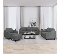 HETFTJN 4 pezzi paesaggio residenziale 198×77×80 cm grigio scuro+metallo+compensato con sgabello & cuscino