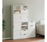 HETFTJN 5 Pezzi Armadietti Laterali ODDA Bianco Legno di Pino 40x24x79 cm Mobile Cucina, Credenza Soggiorno, Mobiletto Multiuso per Cucina, Ingresso, Salotto