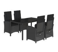HETFTJN 5-TLG - Set da pranzo da giardino in polyrattan, 150 x 90 cm, con schienale regolabile, resistente alle intemperie, per piccoli balconi, giardini, terrazze