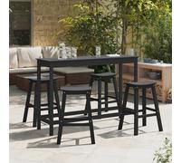HETFTJN 6 Pezzi Sgabelli da Bar Esterno in HDPE Nero con Schienale e Braccioli, Design Elegante e Resistente per Giardino, Balcone, Patio