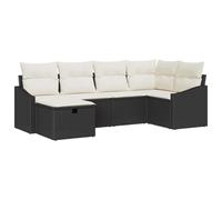 HETFTJN 7 pezzi in polyrattan Lounge nero 233,5 × 123,5 × 85 cm con vano portaoggetti, divano da giardino resistente alle intemperie per balcone, terrazza, campeggio