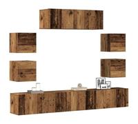 HETFTJN 7-TLG - Mobiletto per TV a parete, in legno antico, 100 x 30 x 30 cm, con credenza e scaffale, moderno mobili da soggiorno per TV TV da 32 a 65 pollici