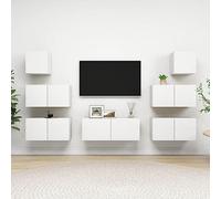 HETFTJN 7-TLG - Mobiletto per TV, bianco, sospeso, moderno, in legno da 60/80/30 cm di larghezza, grande soluzione di stoccaggio per soggiorno e corridoio