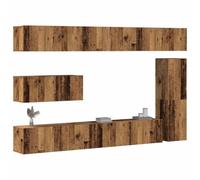 HETFTJN 7-TLG - Set di mobili per TV in legno anticato 30,5 x 110 e 80 x 30 e 100 x 30 cm, montaggio a parete, tavola bassa, multifunzione, per soggiorno e corridoio
