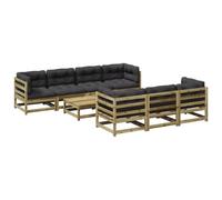 HETFTJN 8-TLG. - Set divano da giardino in pino impregnato, 70 x 70 cm, colore antracite, modulare, balcone, terrazza, piccolo giardino, per esterni, resistente alle intemperie